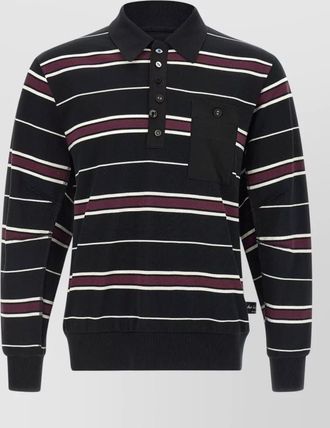 Undercover striped long sleeve polo shirt pocket
