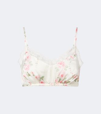 Simone Rocha Floral lace-trimmed satin bralette