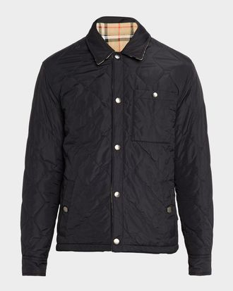 Burberry Men & apos;s Reversible Check Quilted Nylon Overshirt