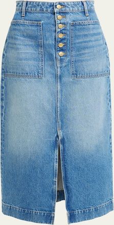 Ulla Johnson The Bea Vented Midi Denim Skirt