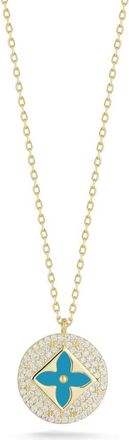 Sphera Milano Clover Enamel Cubic Zirconia Pendant Necklace in Gold at Nordstrom Rack
