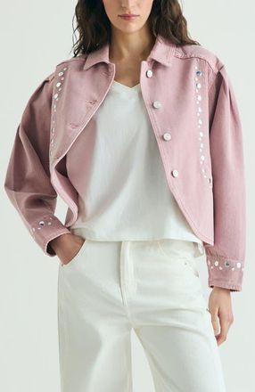 Scalpers Denim Studs Jacket in Lightpink at Nordstrom, Size X-Small Eu