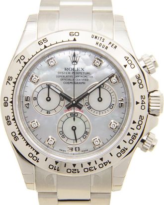 Rolex Cosmograph Daytona Mother of Pearl Diamond Dial Mens 18kt White Gold Oyster Watch 116509MDO