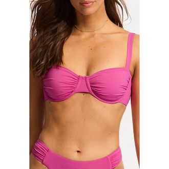 Seafolly Ruched Underwire Bikini Top in Hot Pink at Nordstrom, Size 4 Us