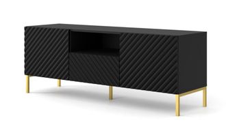 AKL FURNITURE Mueble para TV efecto madera Negro