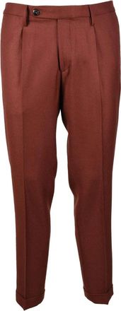 Michael Coal Tailored Brown Trousers With Classic Cut And Pressed Creases