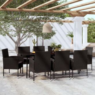 vidaXL Juego De Comedor De Jard&iacute;n 9 Piezas Negro Vidaxl