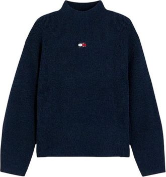 Tommy Jeans Maglione con collo alto e distintivo in alpaca - - Knitwear - Donna - Blu - XS