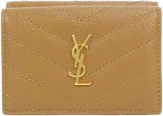 Saint Laurent Pre-owned Calf Wallet - Dames - Vintage Accessoires - Bruin - ONE Size - Leer - Vintage