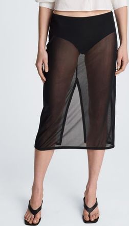 Kenneth Cole Mesh Midi Skirt in Black at Nordstrom, Size X-Small