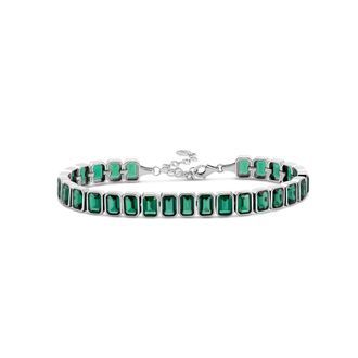 SHYMI Bezel-Set Emerald Shape Tennis Statement Bracelet -.925 Sterling Silver, 14K Gold-Plated, Rhodium Plated, Cubic Zirconia, Adjustable Size, Day to Nigh