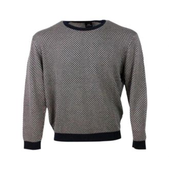 A|X Armani Exchange Crewneck Sweatshirt met ruitpatroon - Heren - Ronde hals truien - Bruin - XS - Katoen - Truien & Vesten