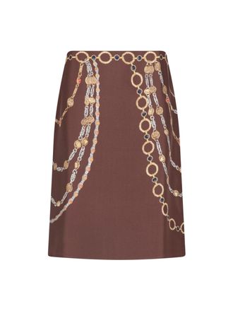 Versace Gonna Midi In Seta Stampata