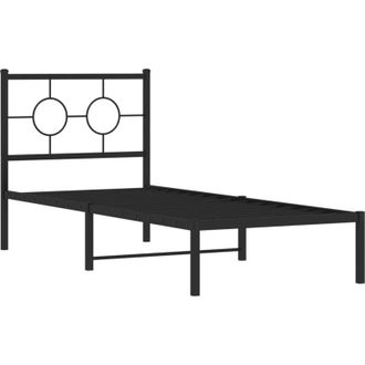vidaXL Estructura Cama Sin Colch&oacute;n Con Cabecero Metal Negro 75x190 Cm Vidaxl