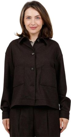 Circolo 1901 Giacca taglio camicia in flanella lana e cashmere - Dames - Blazers - Bruin - XS - Wol - Jassen