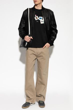 Paul Smith Leather bomber Jacket, Mens, Black