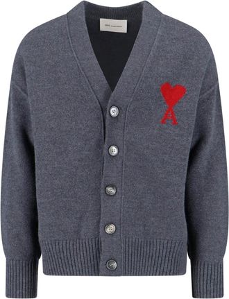 Ami Grey Ami De Caur Wool Cardigan