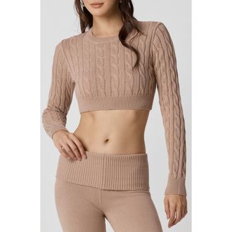 Florence By Mills Barre Crop Cable Sweater in Warm Taupe at Nordstrom Rack, Size X-Large
