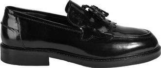 Desa Man Leather Slip-On Shoes - Round Toe, Flat Heel, Breathable | Black - 43