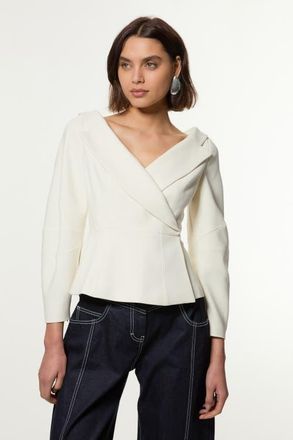 Karen Millen Compact Peplum Tailored Jacket in Ivory at Nordstrom, Size 12