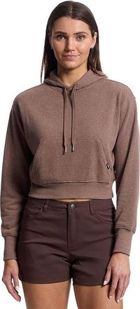 Prana Cozy Up Crop Hoodie Womens Sweater Carob Heather : XS, Cotton/Hemp/Lyocell