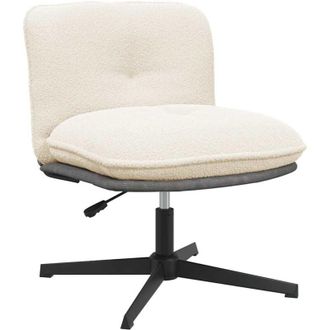 vidaXL Vidaxl - Silla De Oficina Giratoria Tejido Imitaci&oacute;n Lana Rizada Crema