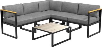 OUTSUNNY Set Mobili da Giardino 6 Pz con Divano e Tavolino con Cuscini Grigio - Outsunny