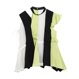 sacai Sleeveless Tops, female, Multicolor, Size: L Fabric Mix Pullover