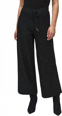 Joseph Ribkoff Sequined Wide Leg Culotte Pants In Black