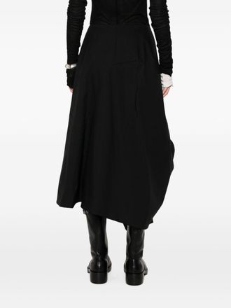 Comme Des Gar&ccedil;ons Asymmetric Wool with Draped Detailing Skirt - Black