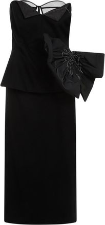 Maison Margiela Black Sleeveless Wool Midi Dress