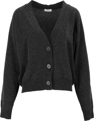 PESERICO Deep V-Neck Buttoned Knit Cardigan