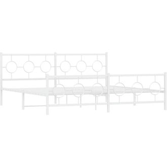 vidaXL Estructura Cama Sin Colch&oacute;n Con Estribo Metal Blanco 193x203 Cm Vidaxl