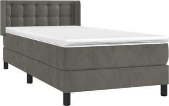 vidaXL Cama box spring con colchón terciopelo gris oscuro 80x200 cm Vidaxl