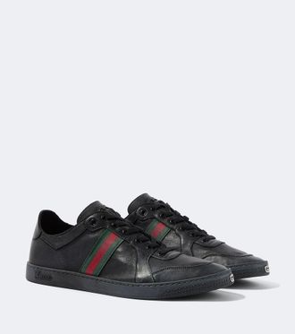 Gucci Zapatillas Stretch de piel con Web