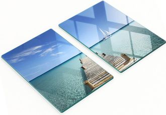 OEM Tablas De Servir De Cristal Para Cocina Con Gr&aacute;ficos, Molo De Madera, 2x40x52 Cm