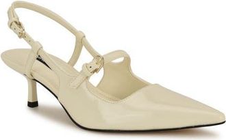 Nine West Amayo Slingback Pointed Toe Kitten Heel Pump in Ivory at Nordstrom, Size 5.5