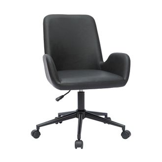 Miliboo Miliboo - Silla De Escritorio De Poliuretano Negro Y Metal Negro Alban