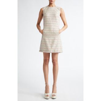 Giambattista Valli Sleeveless Tweed Shift Dress in Rose/Beige at Nordstrom Rack, Size 2 Us / 38 It