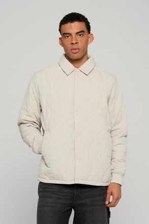 Urban Classics Mens Off White Diamond Quilted Collared Lightweight Jacket - Size X-Large