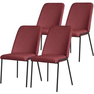 ML Design ML-Design Set 4 Sedie Sala Pranzo Rossa in Poliestere Gambe in Metallo, Struttura in Acciaio, con Schienale, Poltroncine Imbottite per Soggiorno e