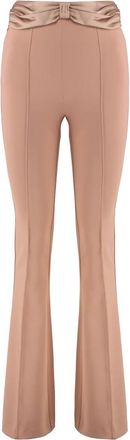 Elisabetta Franchi Satijnen Broek met Strik - Dames - Wijde Broeken - Roze - L - Satijn - Broeken