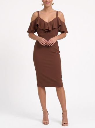 Rachel Roy Marcella Off the Shoulder Ruffle Midi Dress in Hickory at Nordstrom, Size X-Small