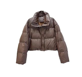 Generic Womens Short Down Cotton Outerwear, Warm Outerwear, Classic Comfortable Simple Outerwear Brown