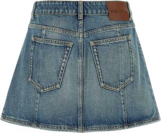 Alexander McQueen Womens Denim Mini Skirt Blue Cotton