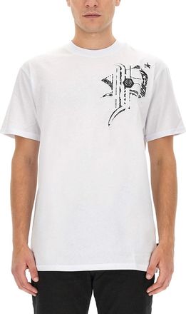 Philipp Plein Mens T Shirt With Logo - White Cotton - Size Small