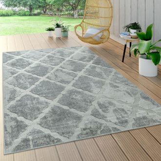 Paco Home Paco Home - Alfombra Interior Exterior Terraza Balc&oacute;n Intemperie Motivo Geom&eacute;trico Moderno &Oslash; 160 Cm Redon, Gris 2