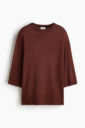 H&M Fine-knit Top in Dark Brown at Nordstrom, Size Xx-Small