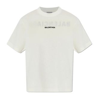 Balenciaga T-shirt with Embroidered Logo - female - Balenciaga - T-Shirts - Beige - XS - Tops