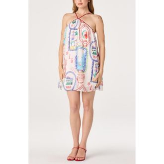 ASTR the Label Marcela Stamp Print Minidress in Stamp Print Multi at Nordstrom, Size X-Large